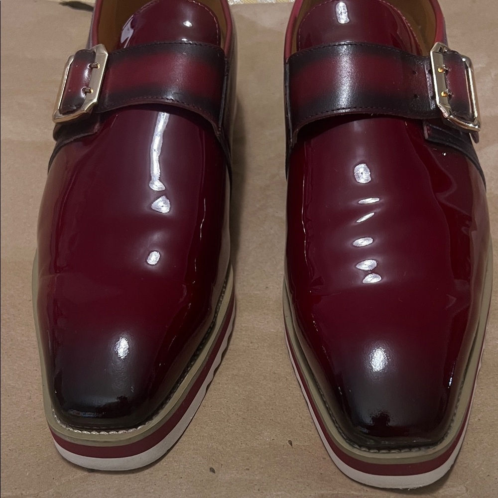 Carucci Red Patent Monk Strap- Size 12- Red & White Hybrid Sole EUC - Picture 3 of 12
